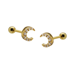 Karma Jewelry | Goudkleurige Piercing Zirkonia Moon