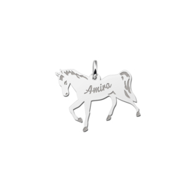 Kerst Sieraden | Zilveren Paard Graveer Hanger