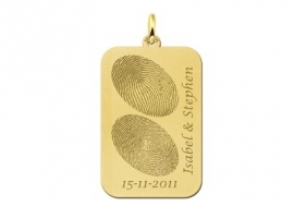 Names4ever Gouden Dog Tag Hanger met Vingerafdruk