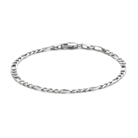 Zilveren Gerhodineerde Armband van Figaro Schakels 3,3 mm 19 cm