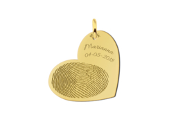 Hartvormige Hanger met Vingerafdruk en Tekst van Goud Names4ever