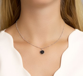 Zilveren Collier met Zwarte Onyx Edelsteen