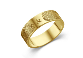 Names4ever Ring met Twee Vingerafdrukken van 14K Geelgoud