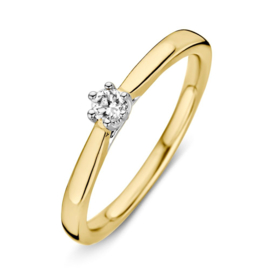 Excellent Jewelry Slanke Geelgouden Dames Ring met 0,09 crt. Diamant