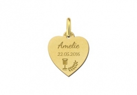 Names4ever Gouden Hart Hanger met Beker en Lauriertak