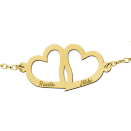 Dubbele Hart Gouden Moeder en Dochter Armband > Names4ever