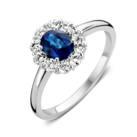 Excellent Jewelry Witgouden Ring met 0,48 crt. Saffier Diamant