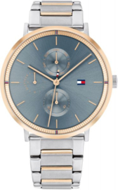 Tommy Hilfiger Roségoudkleurig Dames Horloge met Blauwe Wijzerplaat