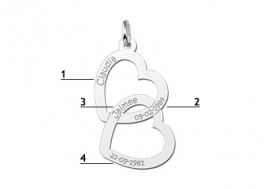 Kerst Sieraden | Dubbel Hart Hanger van Zilver + Graveer Namen