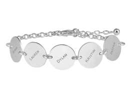 Names4ever Zilveren Armband met Ronde Graveerplaatjes ZNA67