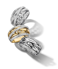 Excellent Jewelry Witgouden Fantasie Ring met Diamant Rijen