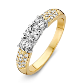 Excellent Jewelry Bicolor Dames Ring met Meerdere Zirkonia’s