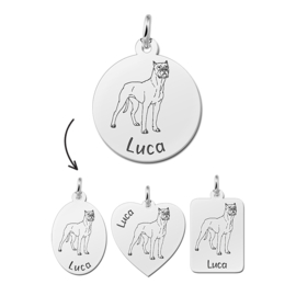 Zilveren Personaliseerde Honden Hanger Boxer + Naam Graveren