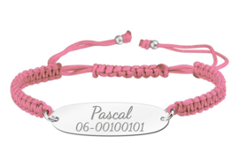 Roze Koordarmband met Naam/Nummer