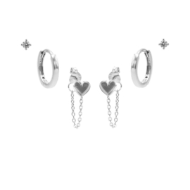 Karma Jewelry – Zesdelige Love Love Earparty Set - Zilver