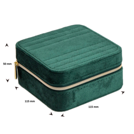 Sieradenbox Vierkant Groen met Goudkleurige Rits Sluiting