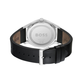 BOSS REASON Zwart Lederen Herenhorloge HB1513981