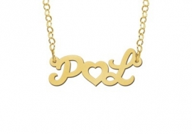 Names4ever Initialen Gouden Naamketting + Hart