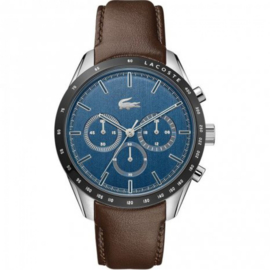 Zilverkleurig Boston Heren Horloge met Blauwe Wijzerplaat van Lacoste