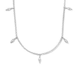 Zilveren Collier met Zirkonia stenen - 41 + 4 cm