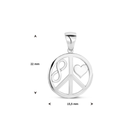 Zilveren Hanger Cirkel, Hart, Peace en Infinity