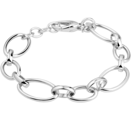 Zilveren Draadschakel Armband met Rhodium