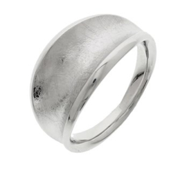 Gerhodineerd Zilveren Ring met Hol Gescratcht Oppervlak