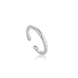Gerhodineerd Zilveren Smalle Ring met Kabelmotief van Ania Haie One-Size