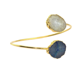 Bangle met Quartz en Blauwe Geode Druzy Edelstenen van Sujasa