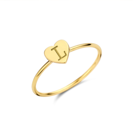 Gouden Ring met Hartje en Initiaal van Names4ever