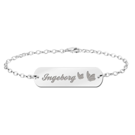 Zilveren Moeder Dochter Graveer Armbandjes Set met Vlinders - Names4ever