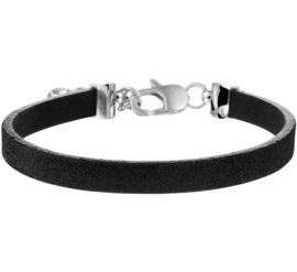 Zwart Lederen Armband met Edelstalen Sluiting