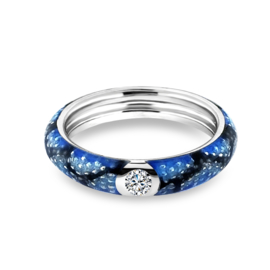Zilveren Ring met Blauwe Emaille met Zirkonia van MY iMenso