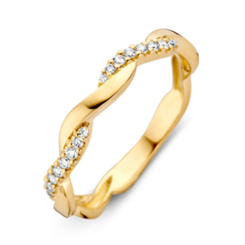 Excellent Jewelry Geelgouden Gedraaide Ring met Diamanten