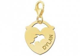 Names4ever Hart Charm-Naambedel met Dolfijn GNDB010