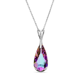 Teardrop Paarse Glaskristal Hanger met Zilveren Ketting