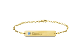 Kimmy Bar Armband van Goud met Naam en Geboortesteen > Names4ever