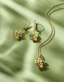 Excellent Jewelry Gouden Collier met Multicolor Edelstenen Bloem