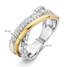 Excellent Jewelry Abstracte Witgouden Ring met Geelgouden Strook