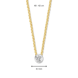 Excellent Jewelry Geelgouden Collier met Witgouden Diamant Rondje