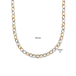 14K Tricolor Collier met Anker Schakels 10 mm