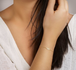 Geelgouden Schakelarmband met Infinity Plaatje