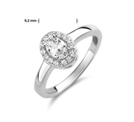 Ovale Zirkonia Zilveren Dames Ring