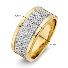 Excellent Jewelry Brede Geelgouden Ring met Brede Diamant Strook