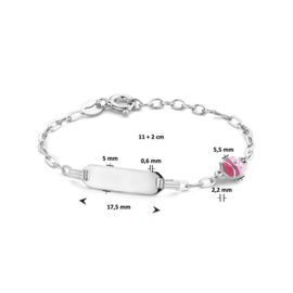 Zilveren Graveerarmband met Lieveheersbeestje Roze 11 + 2 cm