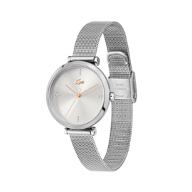 Lacoste Geneva  Zilverkleurig Dames Horloge met Milanese Horlogeband