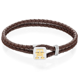 Tommy Hilfiger Dubbele Bruin Leren Heren Armband TJ2790532