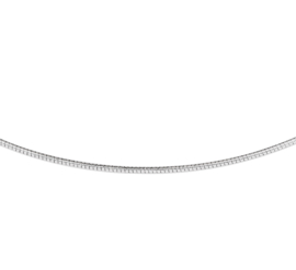 Dun Rond Witgouden Omega Collier | Dikte: 1,1mm Lengte: 42cm
