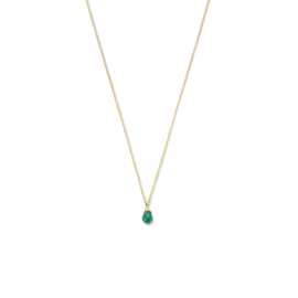 14K Geelgouden Collier met Groene Agaat