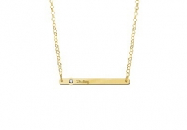 Gouden Bar Naamketting met Zirkonia Names4ever GNKB007